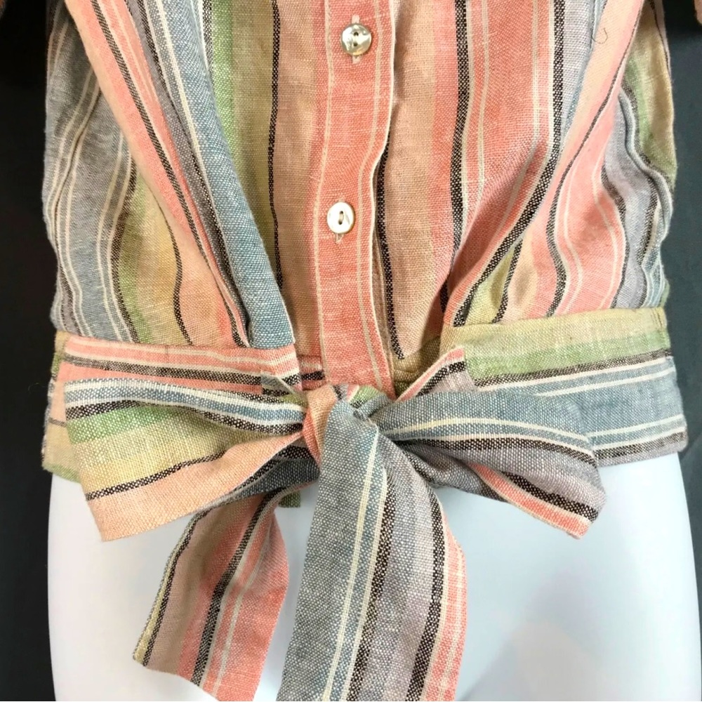 Anthropologie DREW striped crop top pastel blouse tie bottom size medium NWT